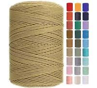 GOHOF Macrame Cord 3mm x 450m Premium Cotton Macrame Rope, 4 Strand Twisted Soft Cotton Cord, One of The Most Perfect Materials for Macrame Art, Cotton String Without Chemicals (Dark Khaki)