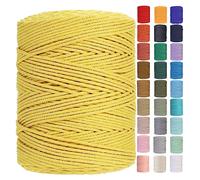 GOHOF Macrame Cord 3mm x 450m Premium Cotton Macrame Rope, 4 Strand Twisted Soft Cotton Cord, Perfect for Macrame Art, Yellow