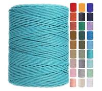GOHOF Macrame Cord 3mm x 450m Premium Cotton Rope, 4 Strand Twisted Soft for Art Projects, Natural String Without Chemicals (Lake Green)
