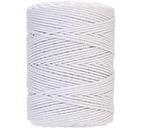 GOHOF Macrame Cord 4mm x 300m Premium Cotton Macrame Rope, 4 Strand Twisted Soft Cotton Cord, One of The Most Perfect Materials for Macrame Art, Cotton String Without Chemicals(White)