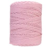 GOHOF Macrame Cord 4mm x 300m Premium Cotton Macrame Rope, 4 Strand Twisted Soft Cotton Cord, Perfect for Macrame Art, Light Pink