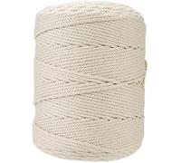 GOHOF Macrame Cord 4mm x 300m Premium Cotton Rope - 4 Strand Twisted Soft Cotton String for Macrame Art - Chemical-Free (Beige)