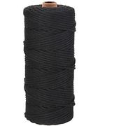 GOHOF Macrame Cotton Cord 3mm x 100m - Premium 4 Strand Twisted Soft Rope for Art, String Without Chemicals (Black)