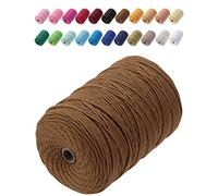 GOHOF Premium Cotton Macrame Cord, 3mm x 200m, 4 Strand Twisted, Caramel Colour