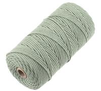 GOHOF Premium Cotton Macrame Rope, 3mm x 150m, 4 Strand Twisted, Pea Green