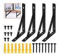 GoHoKi Wall Mount Shelf Brackets - Balck Metal Stainless Steel - Heavy Duty Triangle Shape - 95x150mm 250lbs Capacity 4 pcs