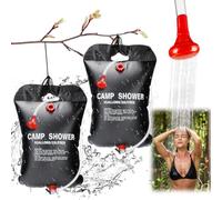 Gohytal Camping Shower, 5 gallons 20L Solar Shower Bag 2pcs Portable Solar Heated Travel Camping Solar Heated Bag Hot Water for Beach Swimming Outdoor Traveling