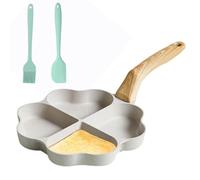 Gohytal Heart Shape Egg Frying Pan, 4-Cup Nonstick Heart Omelette Pan, Pancake Omelette Griddle for Breakfast Egg Skillet, Aluminum Multi Burger Pancake Fried Skillet with Wooden Handle