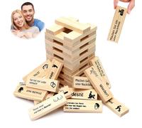 Gohytal Wooden Tumbling Tower Game, 48 Wooden Stacking Game, Classic Couples Games Indoor Party Fun, Trth or Dre, Valentine's Day Couples Gifts