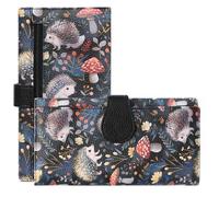 GOIACII Leather Wallets for Women RFID Blocking Western Clutch, Z03 Hedgehog Print Black, 7.52" x 4.06" x 1.02", Classic