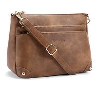 GOIACII Purse for Women Medium Crossbody Bags Multi Zipper Pocket Leather Shoulder Handbags, A01 Brown, M