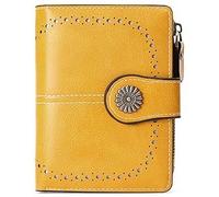 GOIACII Small Wallet for Women Double Foldable Credit Card Holder RFID Blocking with Zip Pocket, yellow