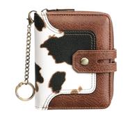 GOIACII Small Wallet for Women RFID Blocking Keychain Wallets Bifold Ladies Card Holder Coin Zipper Pocket, Cow Print Brown, S, Classic and Versatile