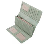 GOIACII Women's Leather Vintage RFID Blocking Wallet Large and Long Format Wallet with 11 Card Slots and Change Compartment, A04 Green