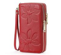 GOIACII Women's Wallet Large Capacity RFID Blocking Double Zip Ladies Purse, Leather Purses for Women with Wristlet