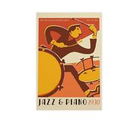 GOIAEGAG 1930s Jazz Drummer Art Deco Exhibition Poster Canvas Poster Wall Art Decor Print Picture Paintings for Living Room Bedroom Decoration 12x18inch(30x45cm)