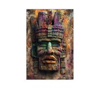 GOIAEGAG Aztec Motif Art Print, Elegant Pre-Columbian Design, Sophisticated Canvas Poster Bedroom Decor Landscape Office Room Decor Gift 12x18inch(30x45cm)