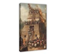 GOIAEGAG Aztec Sacrificial Ritual Art Print, Ancient Priests And Sacred Rites Canvas Poster Bedroom Decor Landscape Office Room Decor Gift 12x18inch(30x45cm)