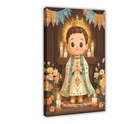 GOIAEGAG Baby Jesus Illustration, Traditional Niño Dios Art Canvas Poster Wall Art Decor Print Picture Paintings for Living Room Bedroom Decoration 24x36inch(60x90cm)