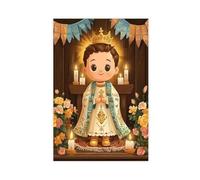 GOIAEGAG Baby Jesus Illustration, Traditional Niño Dios Art Canvas Poster Wall Art Decor Print Picture Paintings for Living Room Bedroom Decoration 16x24inch(40x60cm)