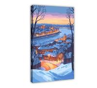 GOIAEGAG Belgrade Winter Fortress Art Print Canvas Poster Wall Art Decor Print Picture Paintings for Living Room Bedroom Decoration 16x24inch(40x60cm)
