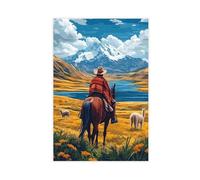 GOIAEGAG Bolivian Altiplano Art Print_ Andean Farmer on Horse Canvas Poster Bedroom Decor Landscape Office Room Decor Gift 24x36inch(60x90cm)