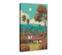 GOIAEGAG Cartago Peach Palm Orchard, Costa Rican Tropical Art Print Canvas Poster Wall Art Decor Print Picture Paintings for Living Room Bedroom Decoration 24x36inch(60x90cm)