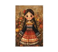 GOIAEGAG Cornhusk Doll Art Print, Traditional Muñecas Artesanía Canvas Poster Wall Art Decor Print Picture Paintings for Living Room Bedroom Decoration 12x18inch(30x45cm)