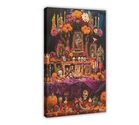 GOIAEGAG Day of The Dead Altar Print - Vibrant Handcrafted Artwork Canvas Poster Bedroom Decor Landscape Office Room Decor Gift 20x30inch(50x75cm)