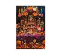GOIAEGAG Day of The Dead Altar Print - Vibrant Handcrafted Artwork Canvas Poster Bedroom Decor Landscape Office Room Decor Gift 12x18inch(30x45cm)