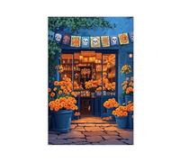 GOIAEGAG Day of The Dead Flower Shop Poster, Marigold Market Art Print Canvas Poster Bedroom Decor Landscape Office Room Decor Gift 24x36inch(60x90cm)