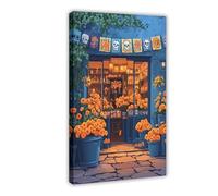 GOIAEGAG Day of The Dead Flower Shop Poster, Marigold Market Art Print Canvas Poster Bedroom Decor Landscape Office Room Decor Gift 20x30inch(50x75cm)