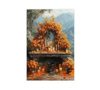GOIAEGAG Day of The Dead Marigold Altar Painting Canvas Poster Bedroom Decor Landscape Office Room Decor Gift 16x24inch(40x60cm)