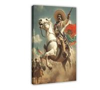 GOIAEGAG Emiliano Zapata on Horseback, Mexican Revolution Leader Canvas Poster Bedroom Decor Landscape Office Room Decor Gift 16x24inch(40x60cm)