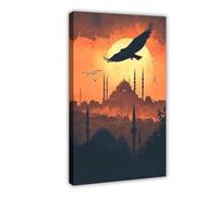 GOIAEGAG Istanbul Falcon in Flight Canvas Poster Wall Art Decor Print Picture Paintings for Living Room Bedroom Decoration 08x12inch(20x30cm)