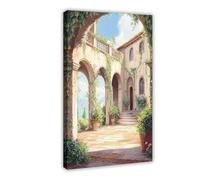 GOIAEGAG Italian Villa Fresco Art Print Canvas Poster Bedroom Decor Landscape Office Room Decor Gift 24x36inch(60x90cm)