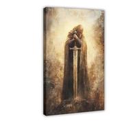 GOIAEGAG King Arthur with Sword Excalibur Art Print Canvas Poster Wall Art Decor Print Picture Paintings for Living Room Bedroom Decoration 12x18inch(30x45cm)
