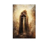 GOIAEGAG King Arthur with Sword Excalibur Art Print Canvas Poster Wall Art Decor Print Picture Paintings for Living Room Bedroom Decoration 08x12inch(20x30cm)