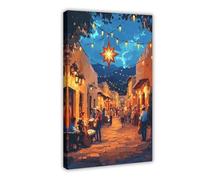 GOIAEGAG Las Posadas Art Print_ Mexican Nativity Scene with Piñata Canvas Poster Wall Art Decor Print Picture Paintings for Living Room Bedroom Decoration 12x18inch(30x45cm)