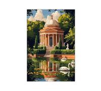 GOIAEGAG London Garden Pavilion with Statues And Swan Pond Canvas Poster Wall Art Decor Print Picture Paintings for Living Room Bedroom Decoration 24x36inch(60x90cm)
