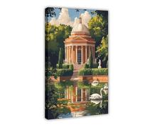 GOIAEGAG London Garden Pavilion with Statues And Swan Pond Canvas Poster Wall Art Decor Print Picture Paintings for Living Room Bedroom Decoration 20x30inch(50x75cm)