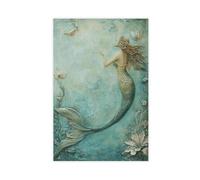 GOIAEGAG Mermaid Fresco Art Print Canvas Poster Bedroom Decor Landscape Office Room Decor Gift 12x18inch(30x45cm)