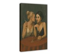 GOIAEGAG Romantic Bar Art Print - Intimate Lesbian Couple Canvas Poster Bedroom Decor Landscape Office Room Decor Gift 16x24inch(40x60cm)
