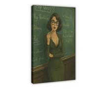 GOIAEGAG Sexy Teacher - Retro Classroom Femme Fatale Canvas Poster Wall Art Decor Print Picture Paintings for Living Room Bedroom Decoration 12x18inch(30x45cm)