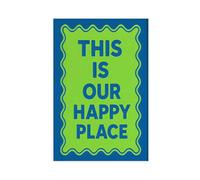 GOIAEGAG This Is Our Happy Place - Vibrant Blue & Green Retro Wall Art for Joyful Homes Canvas Poster Bedroom Decor Landscape Office Room Decor Gift 16x24inch(40x60cm)