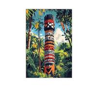 GOIAEGAG Tiwi Islander Carved Burial Pole Art Print Canvas Poster Bedroom Decor Landscape Office Room Decor Gift 08x12inch(20x30cm)