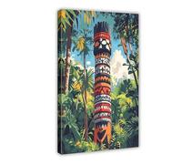 GOIAEGAG Tiwi Islander Carved Burial Pole Art Print Canvas Poster Wall Art Decor Print Picture Paintings for Living Room Bedroom Decoration 20x30inch(50x75cm)