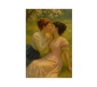 GOIAEGAG Victorian Lesbian Lovers - Romantic Queer Kiss Fine Canvas Poster Wall Art Decor Print Picture Paintings for Living Room Bedroom Decoration 24x36inch(60x90cm)