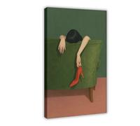 GOIAEGAG Woman with Red Heel - Minimal Femme Fatale Canvas Poster Bedroom Decor Landscape Office Room Decor Gift 12x18inch(30x45cm)