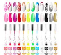 GOICC 12-Colour Gel Liner Nail Art Set For Girls- Painted Gel Polish Kit for DIY Nail Art Design, French Tips & Salon Use, 8ml